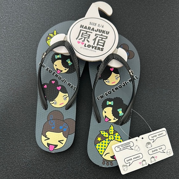 Harajuku Lovers Sandals Black Comfortable Flip Flops - Picture 1 of 1